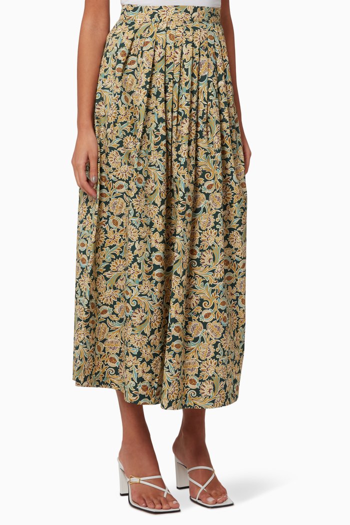 Laser Cotton Skirt, Gold