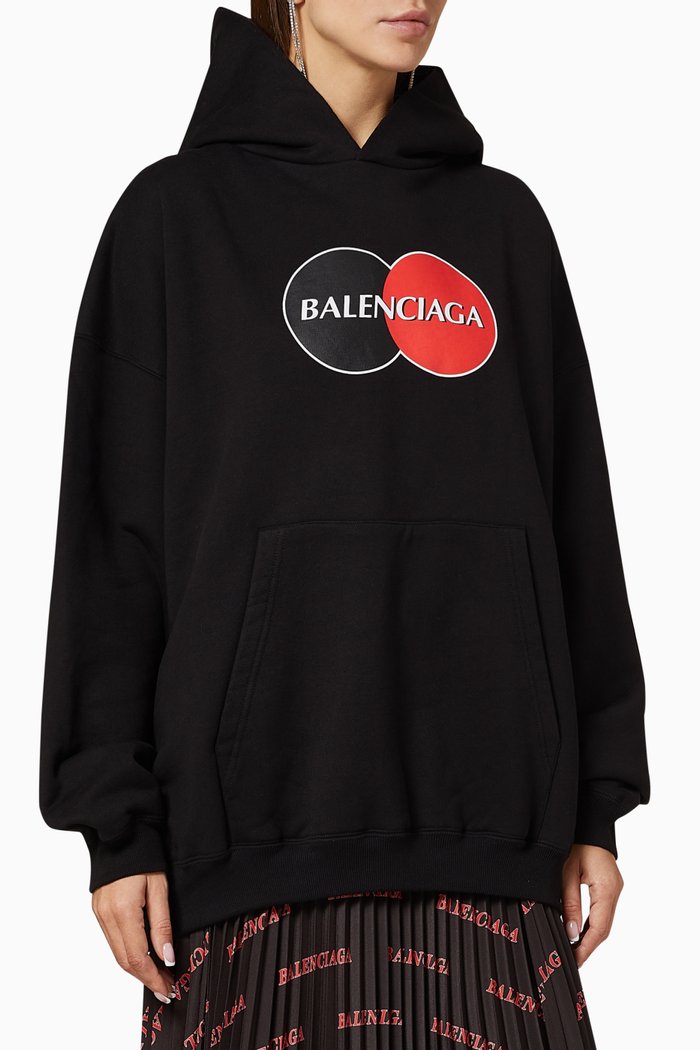 

Uniform Logo Oversized Hoodie in Curly Fleece, Black