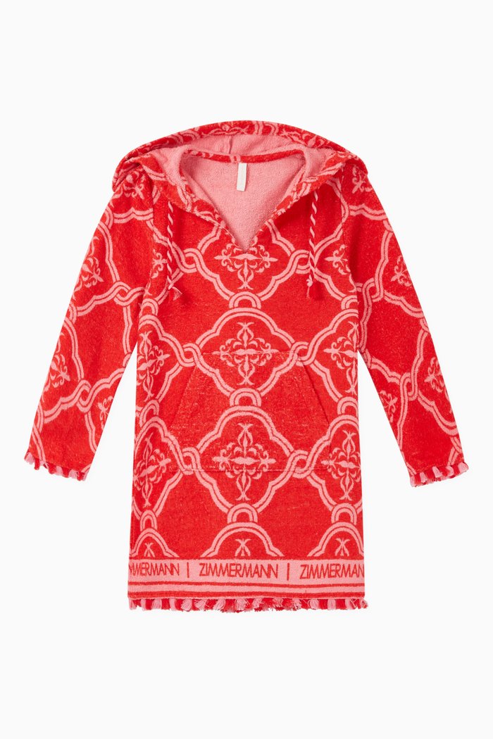 

Poppy Hooded Terry Dress, Red