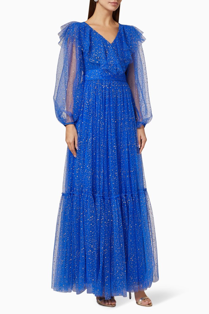 

Glitter Tiered Dress, Blue