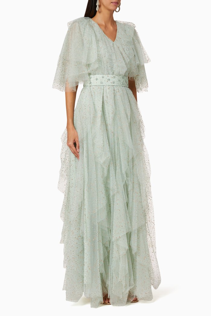 

Metallic Mesh Dress, Green