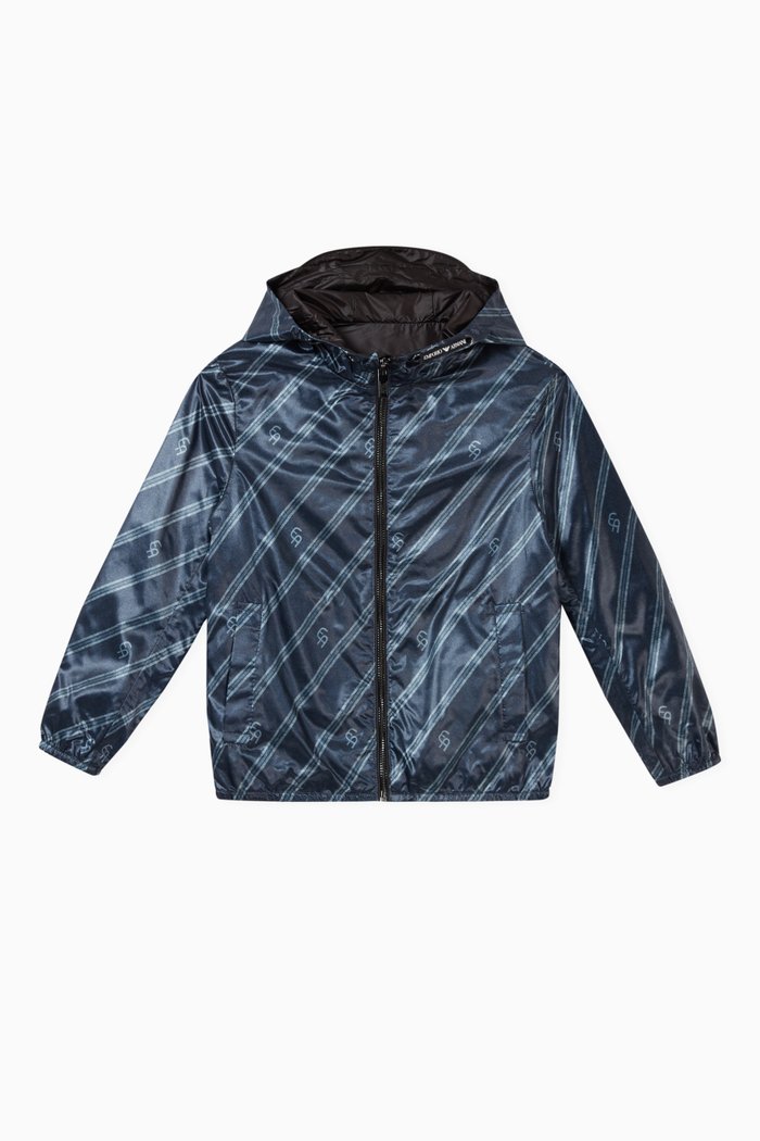 

EA Stripe Hooded Windbreaker, Blue