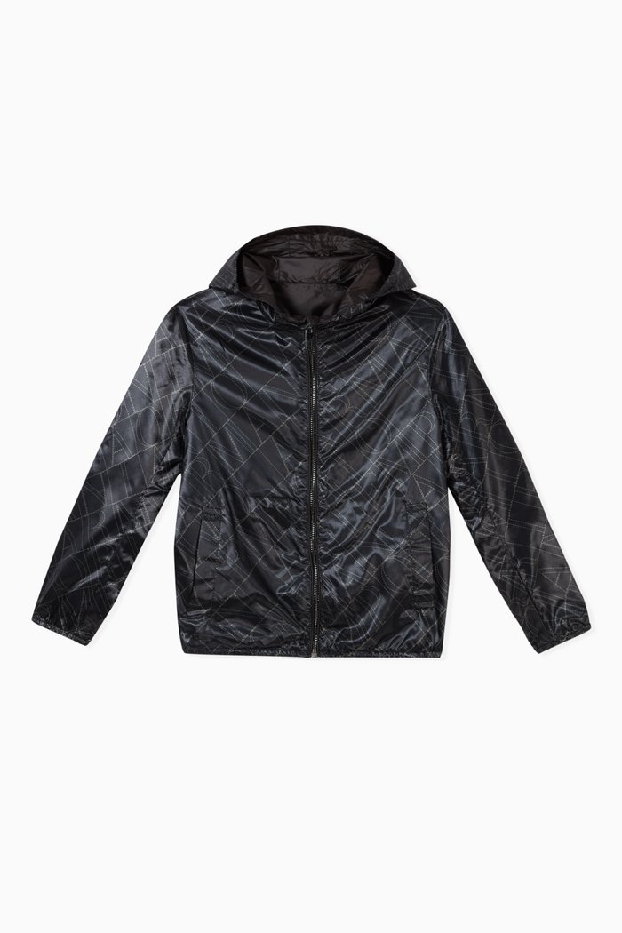EA Stripe Hooded Windbreaker, Blue