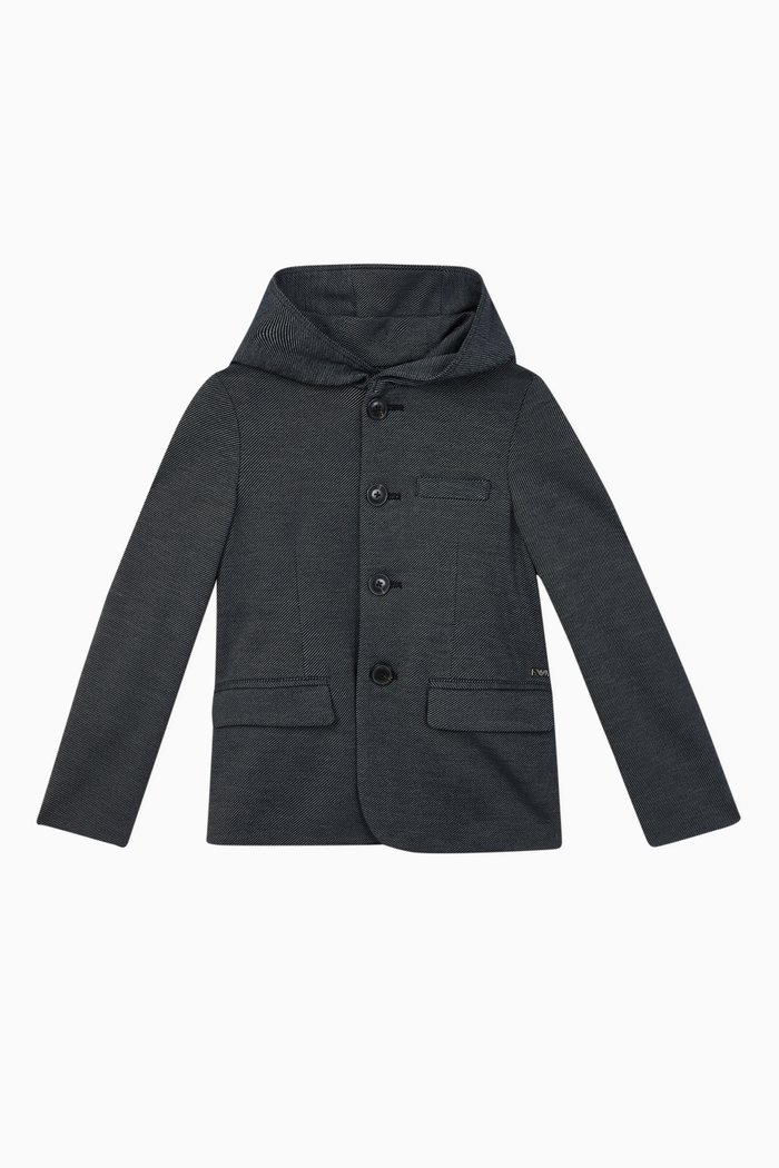 

Striped Hooded Jersey Jacket, Blue