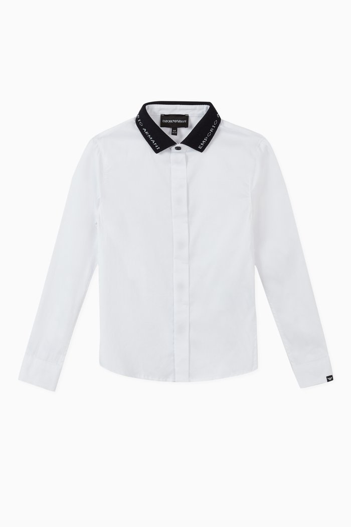 

EA Text Collar Cotton Shirt, White