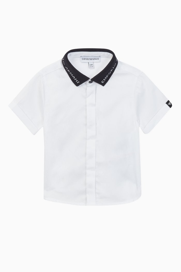 

EA Logo Collar Cotton Shirt, White