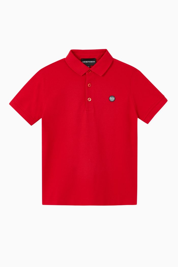 

EA Rubber Patch Cotton Polo Shirt, Red