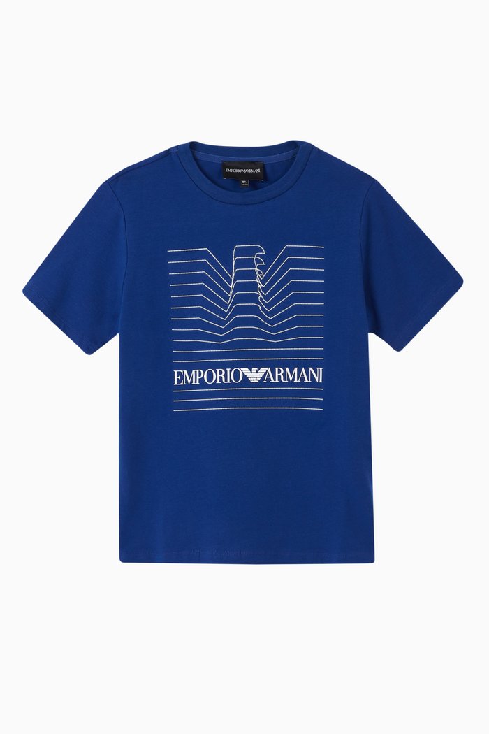

Op Art Eagle Print Jersey T-Shirt, Blue