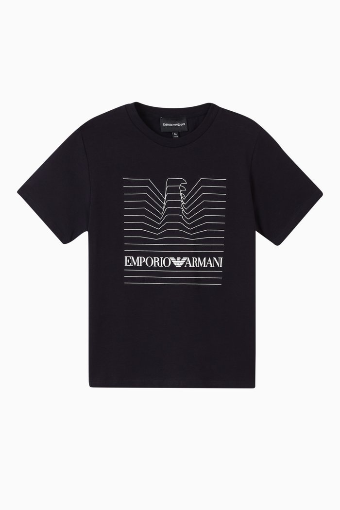 

Op Art Eagle Print Jersey T-Shirt, Blue