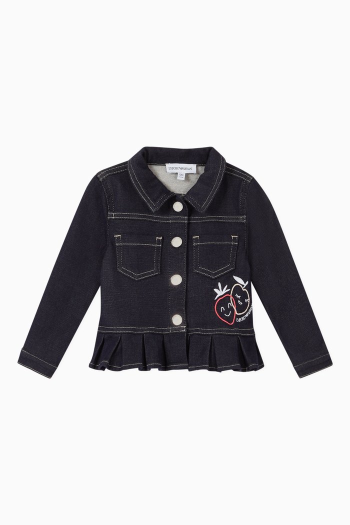 

Fruit Embroidered Denim Jacket, Blue