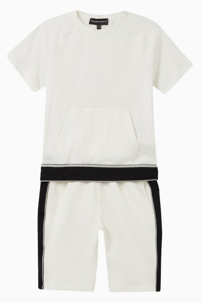 

EA Logo Tape Jersey T-Shirt & Shorts Set, White