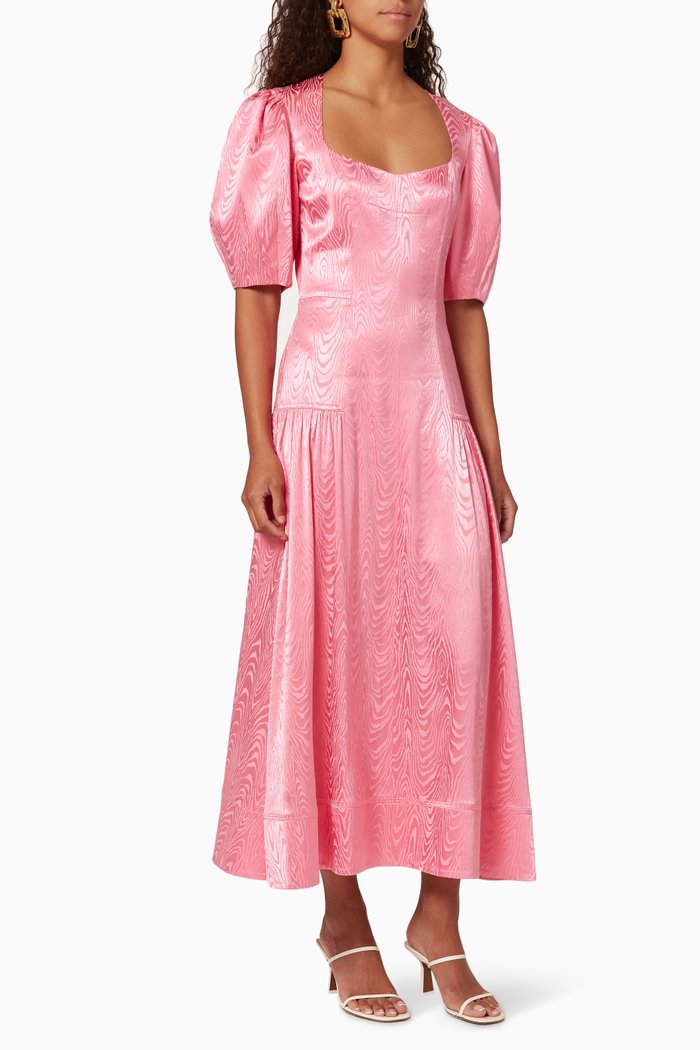 

Rumi Moiré Jacquard Midi Dress, Pink
