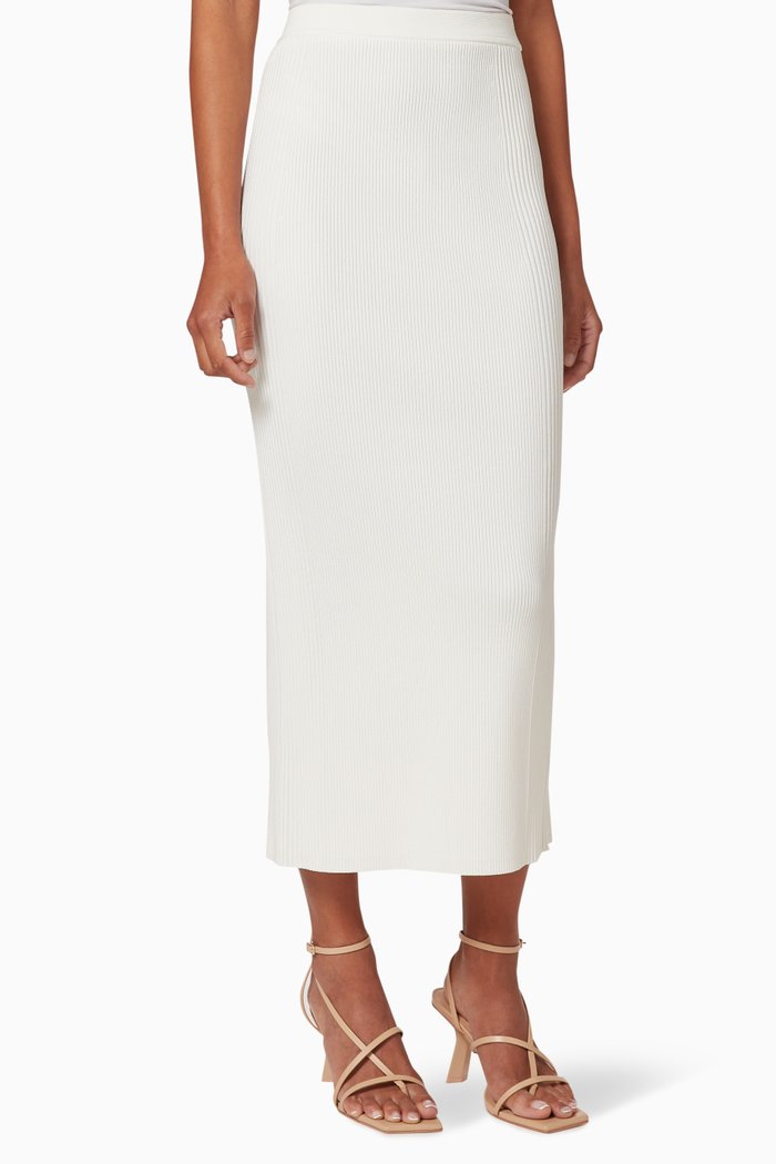 

Brooklynn Square Knit Midi Skirt, White