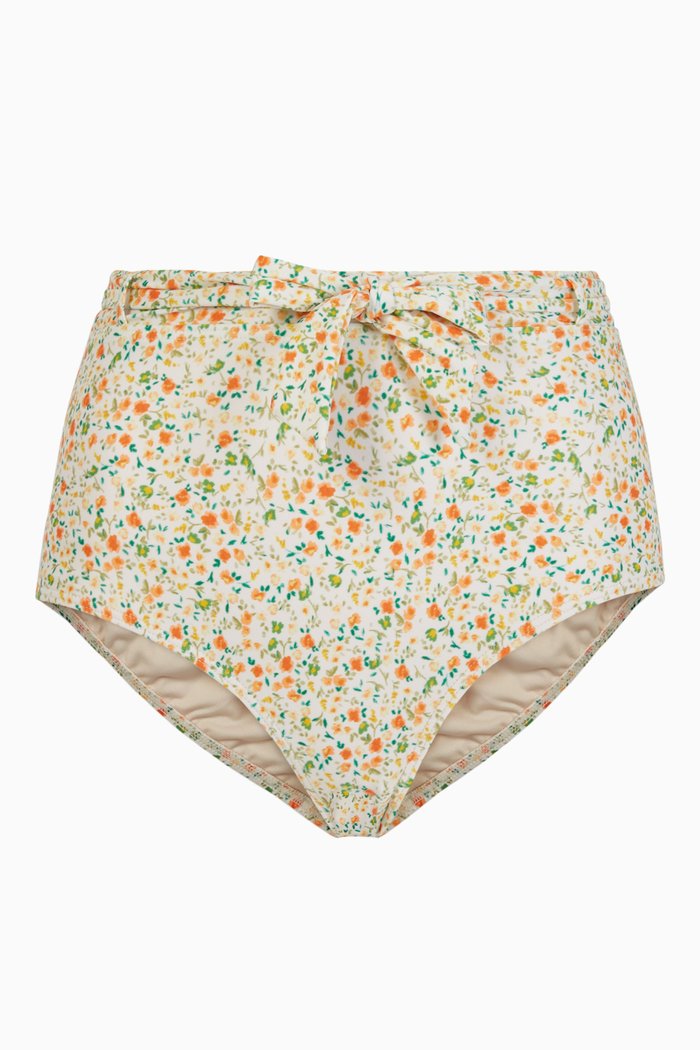 

Floral Hi Pant Bikini Bottoms, White