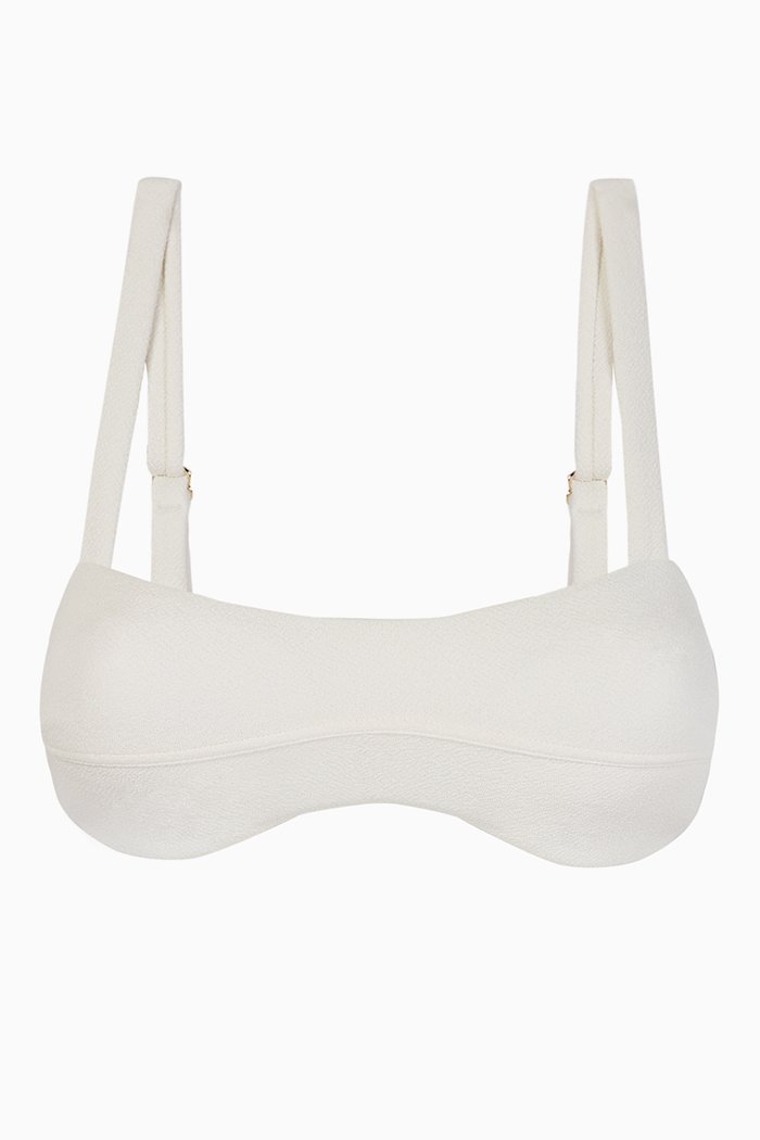

Contoured Crop Bikini Top, White