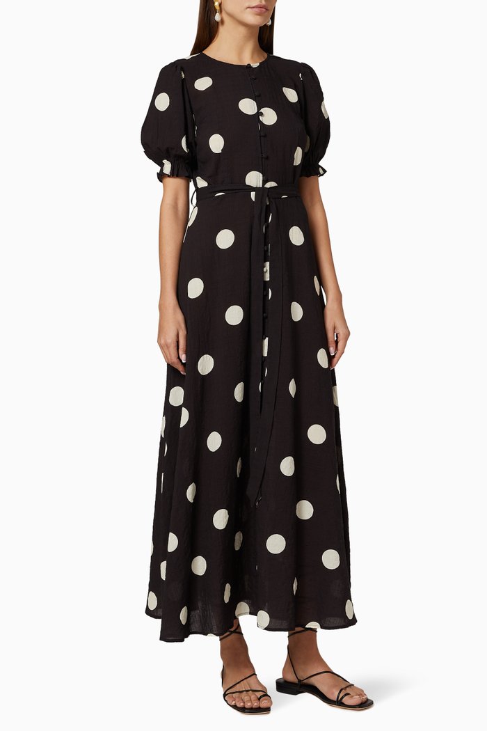

Polka Dot Maxi Dress, Black