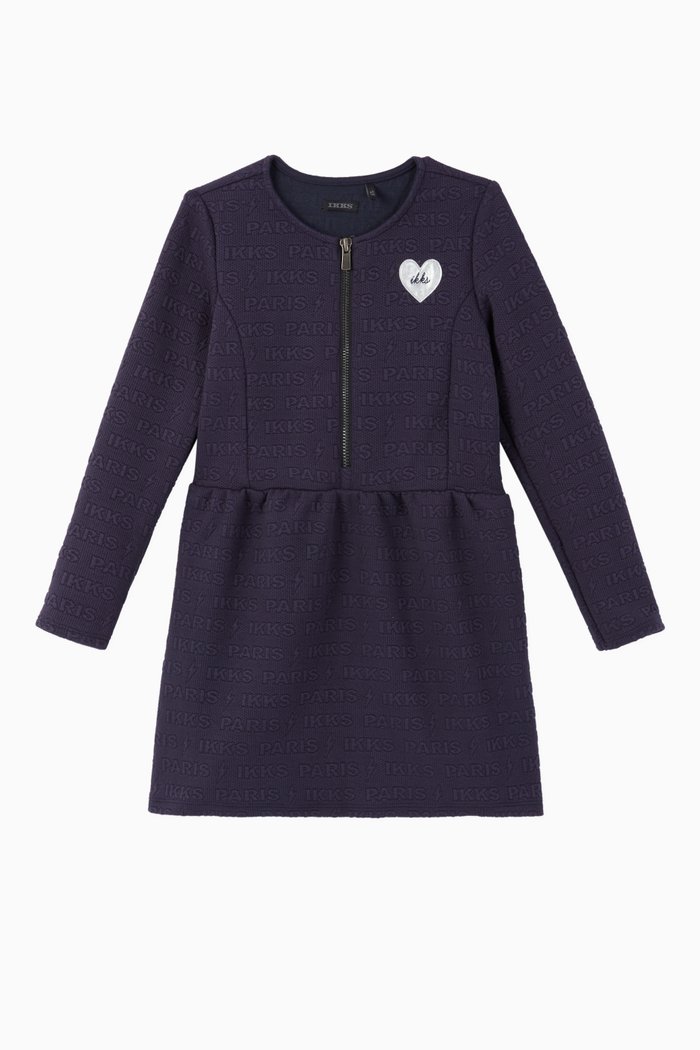 

Logo Embossed Knit Dress, Blue