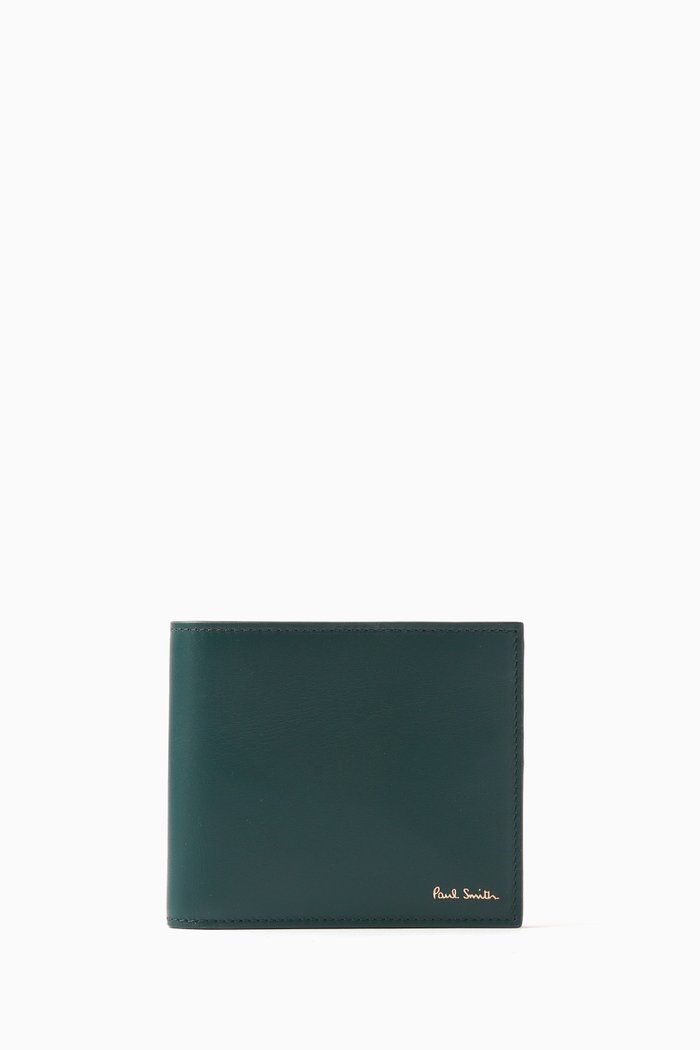 

Signature Stripe Billfold Wallet in Leather, Blue