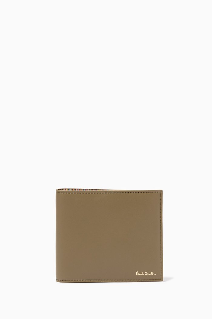 

Signature Stripe Billfold Wallet in Leather, Green