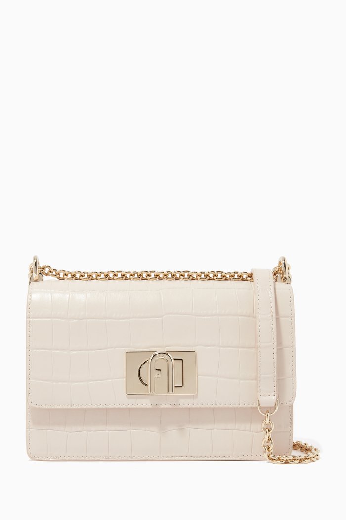 

Furla 1927 Mini Crossbody Bag in Croc-Embossed Leather, Pink