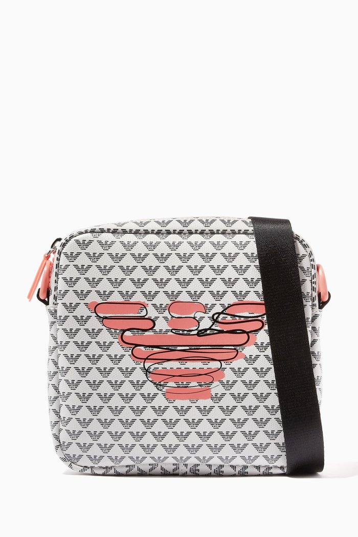 

EA Monogram Crossbody Bag in Canvas, Neutral