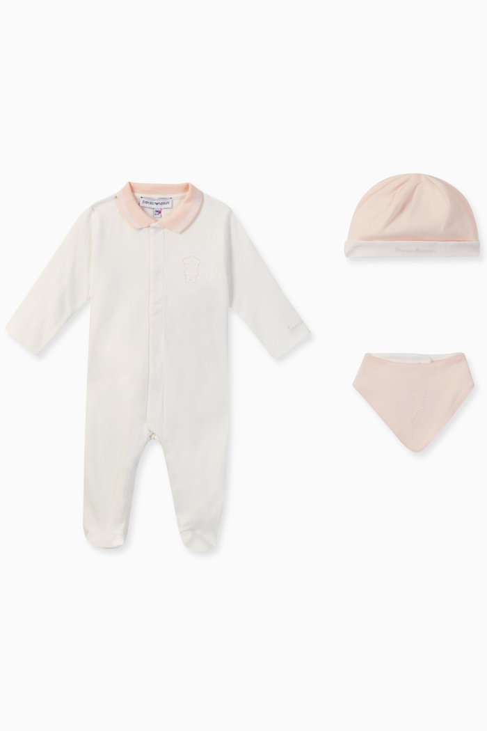 

EA Manga Bear Romper, Hat & Bib Set, Pink