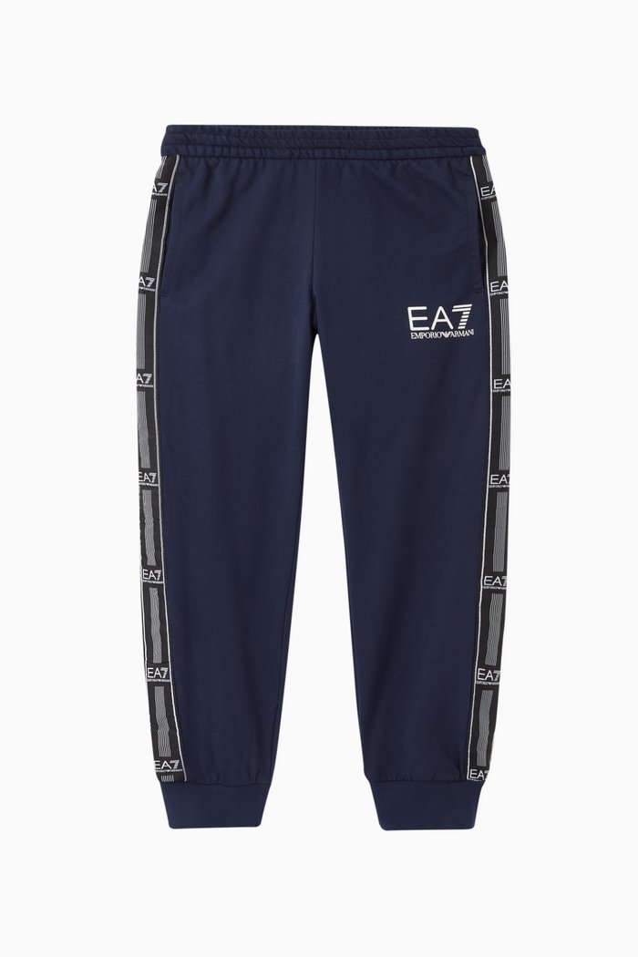 

EA7 Logo Tape Jersey Joggers, Blue
