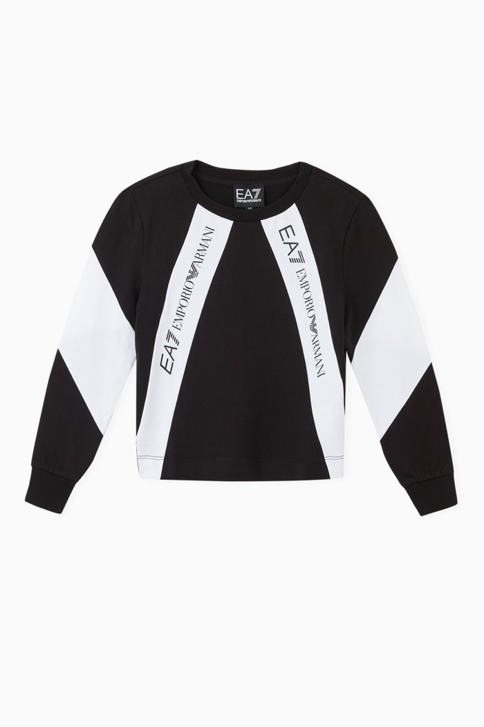 

EA7 Colour Block Logo Jersey Sweatshirt, Black