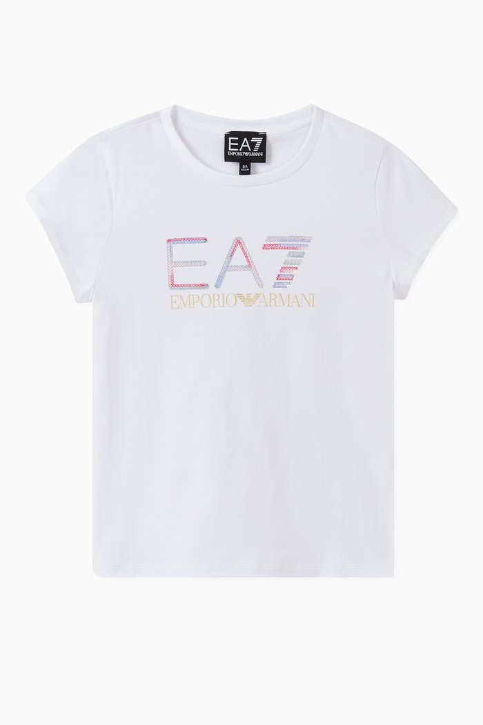 

EA7 Sequin Embellished Jersey T-shirt, White