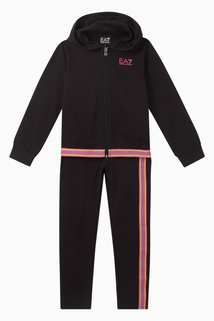 

EA7 Logo Tape Jersey Tracksuit, Black
