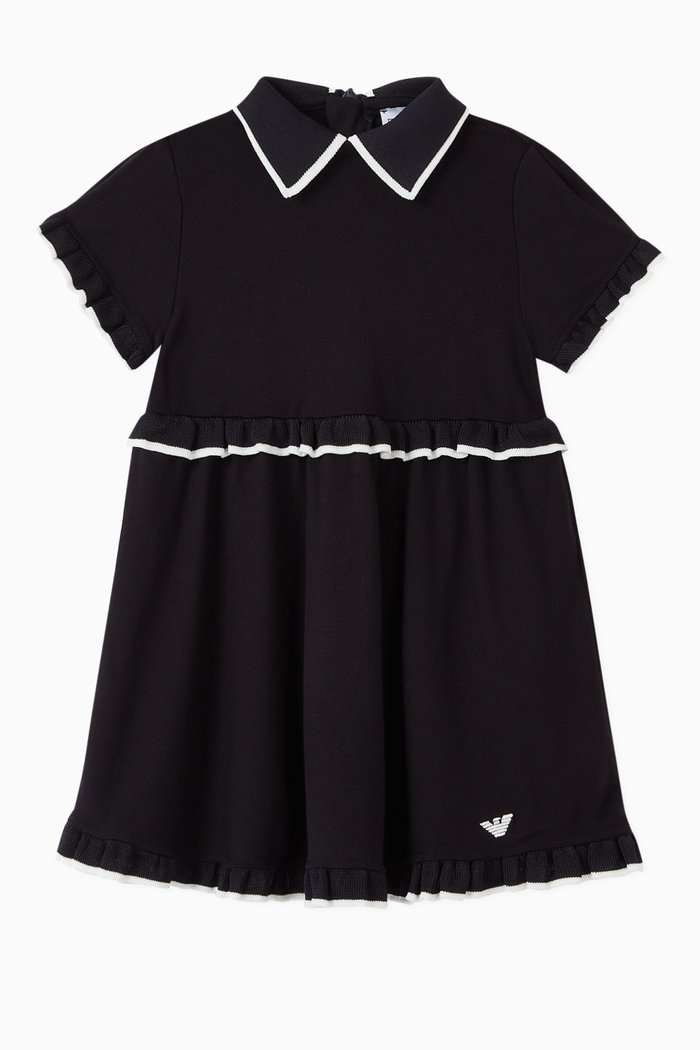 

Ruffle Trim Jersey Polo Dress, Blue
