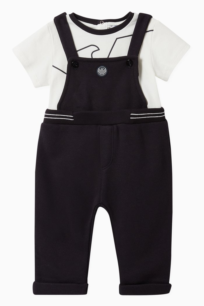 

Eagle Outline Jersey Romper & Dungaree Set, Blue