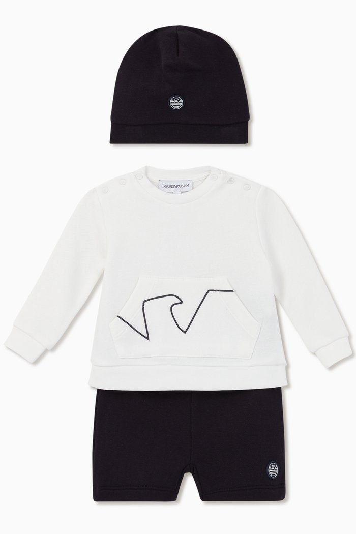 

EA Eagle Outline Hat, Sweatshirt & Shorts Set, Blue