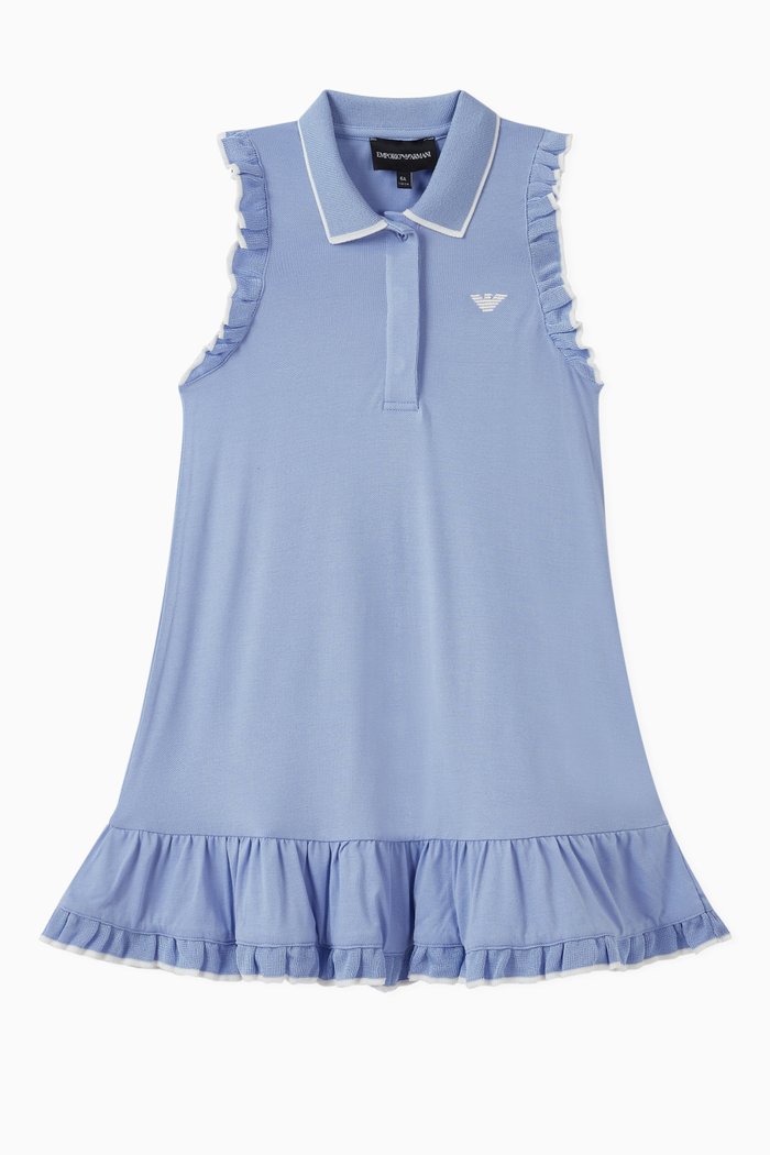 

Ruffle Trim Jersey Polo Dress, Purple