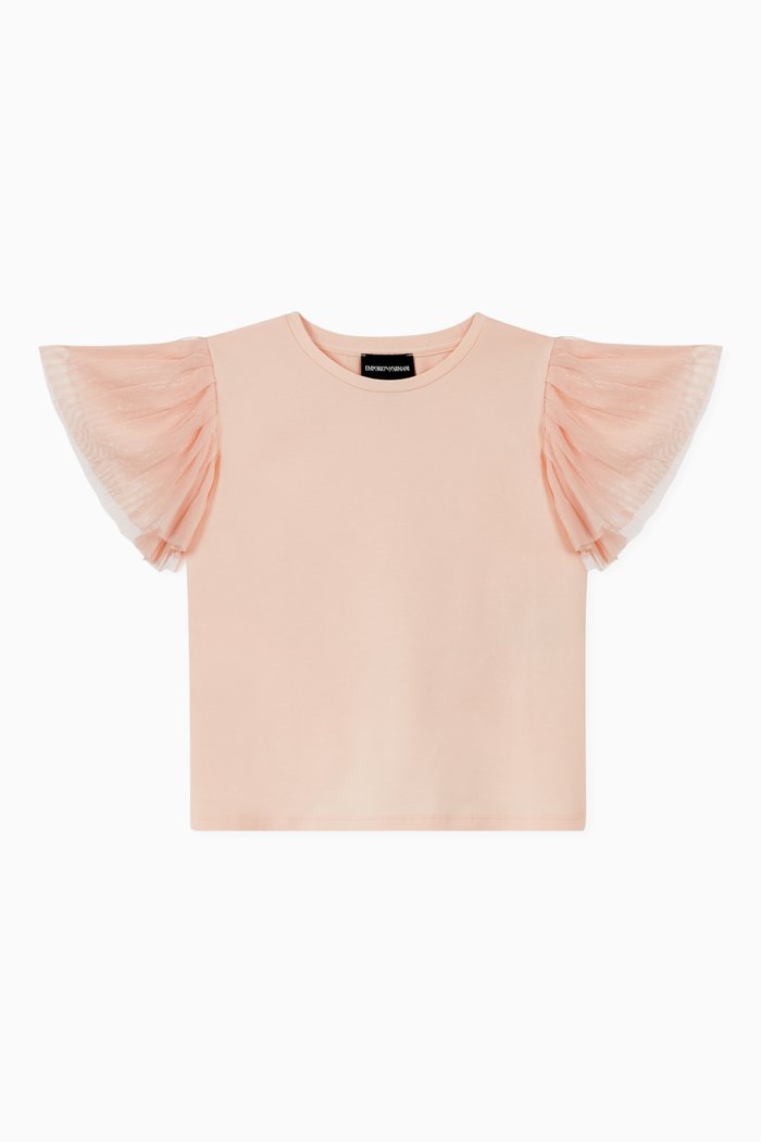 

Tulle Sleeves Jersey T-shirt, Pink