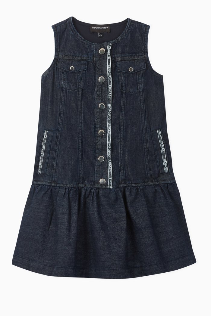 

EA Logo Tape Denim Dress, Blue