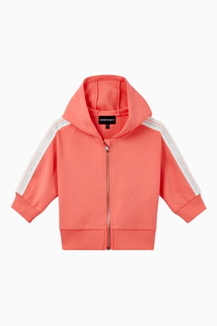 

EA Rainbow Tape Hooded Jersey Sweatshirt, Pink