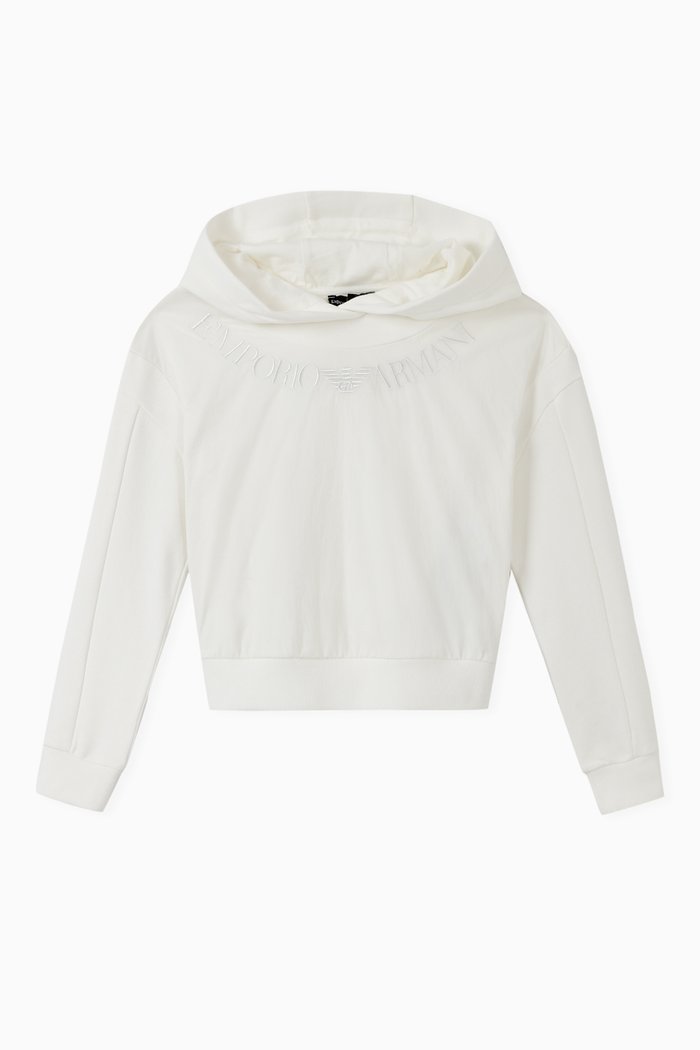 EA Embroidered Hooded Jersey Sweatshirt, White
