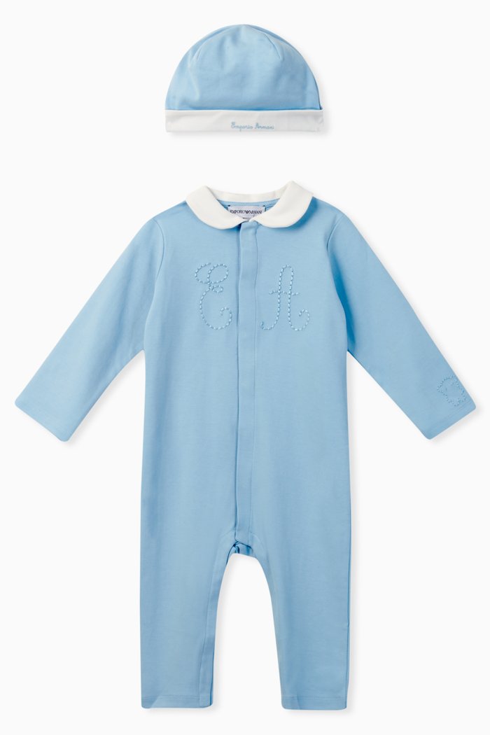 

EA Embroidered Cotton Jumpsuit, Blue