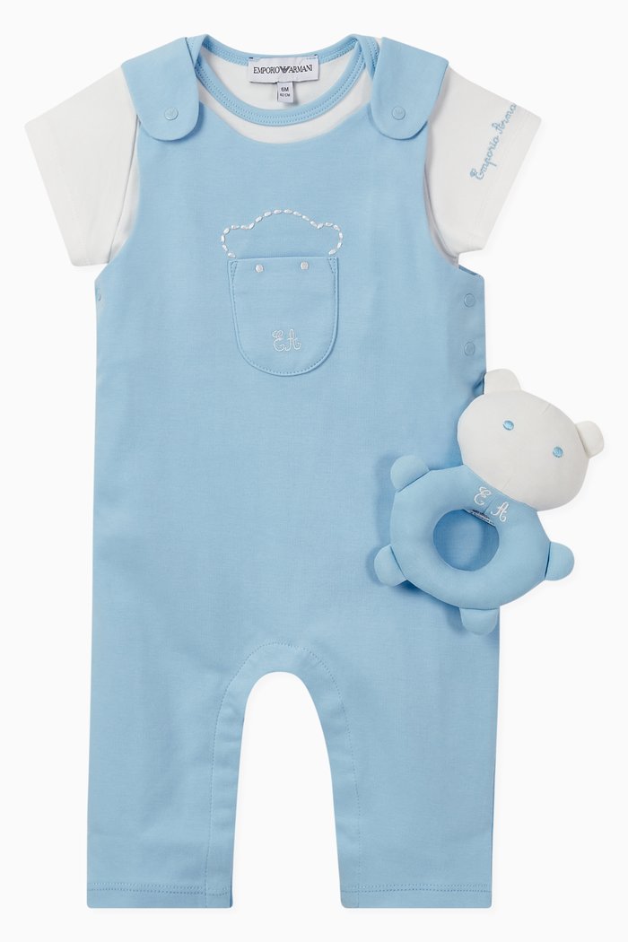 

EA Manga Bear Jumpsuit, Bodysuit & Toy Set, Blue