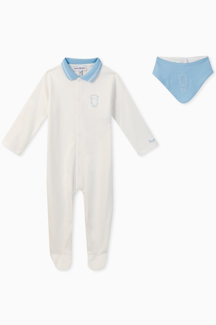 

EA Manga Bear Romper, Hat and Bib, Blue