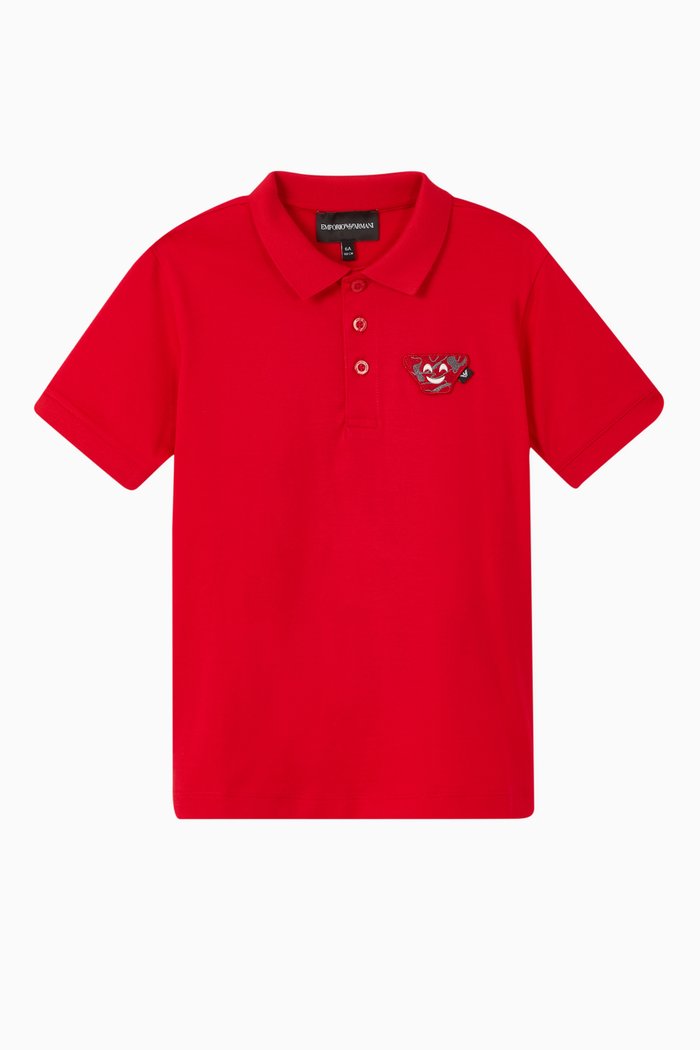 EA Emoji Patch Polo Shirt, Red