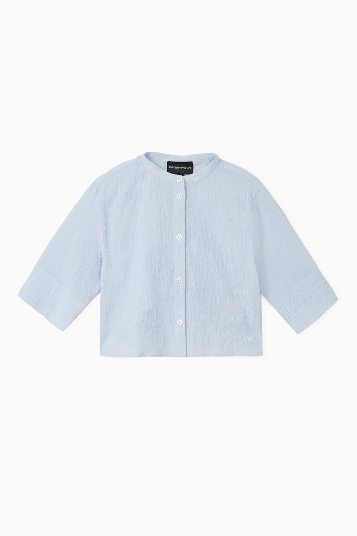 

Guru Collar Seersucker Shirt, Blue