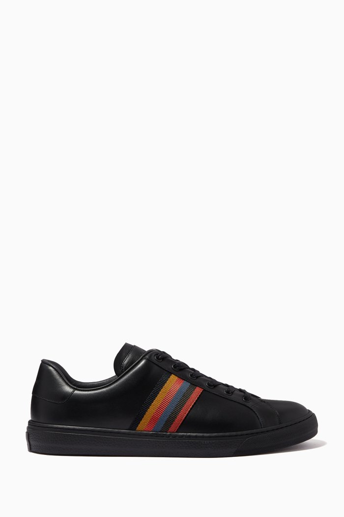 

Hansen Artist Stripe Sneakers in Leather, Black