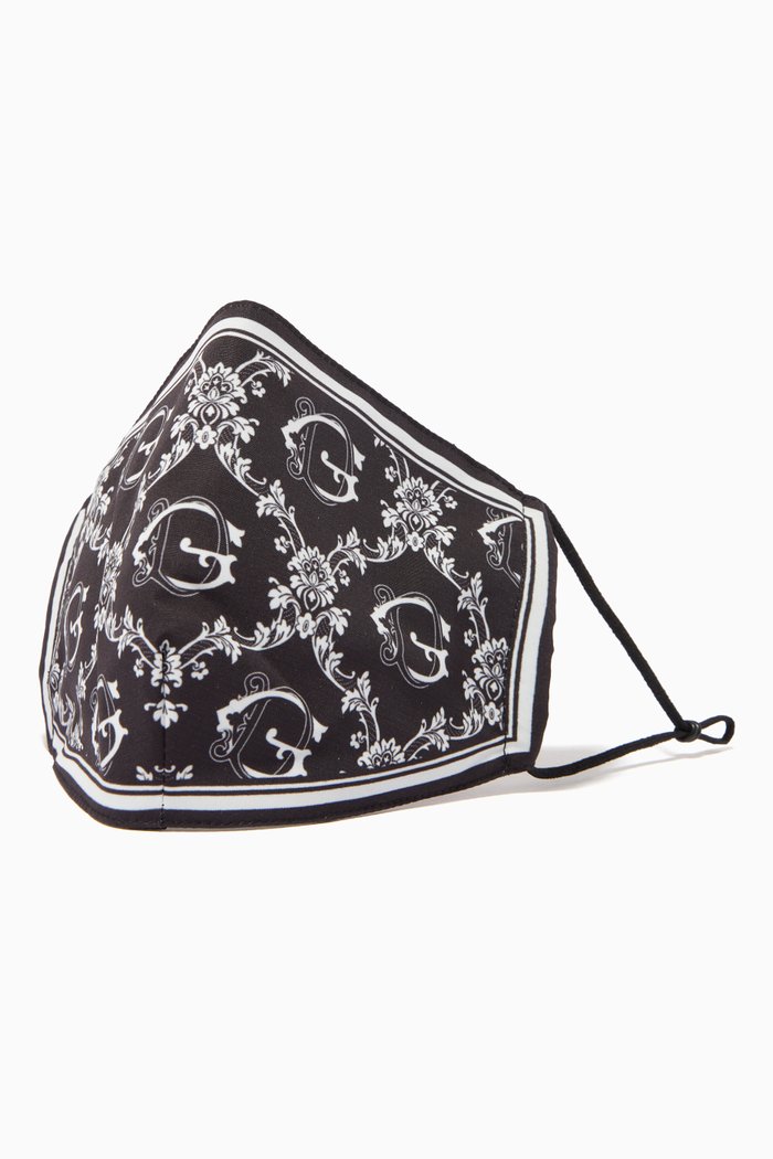Baroque Logo Face Mask in Neoprene, Black