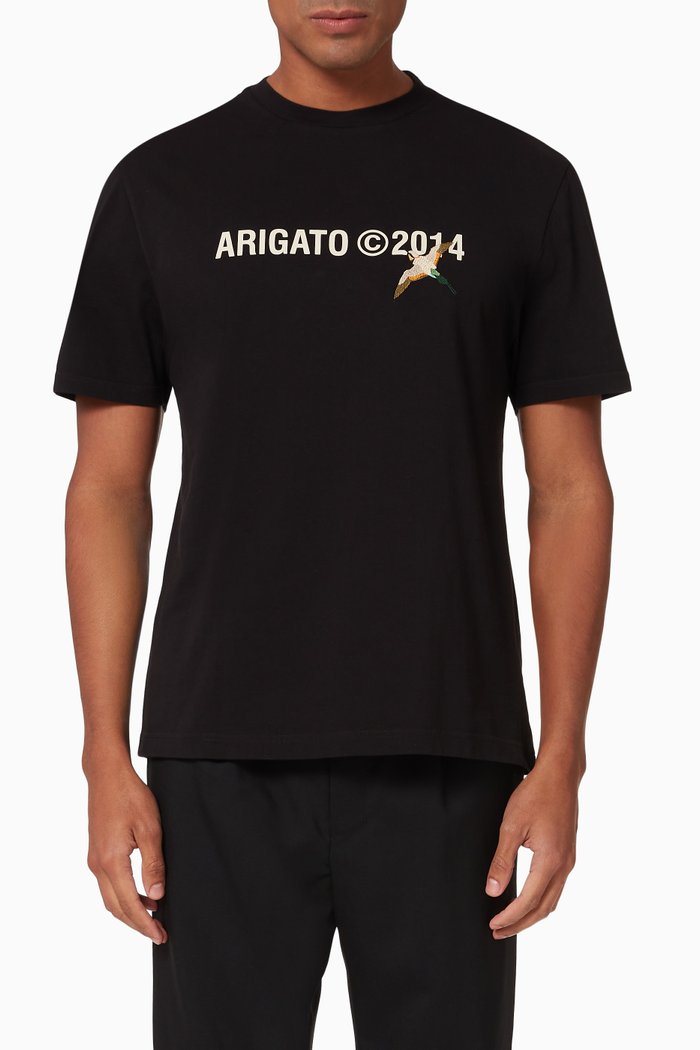 Monogram Tori Bird Organic Cotton T-shirt, Black