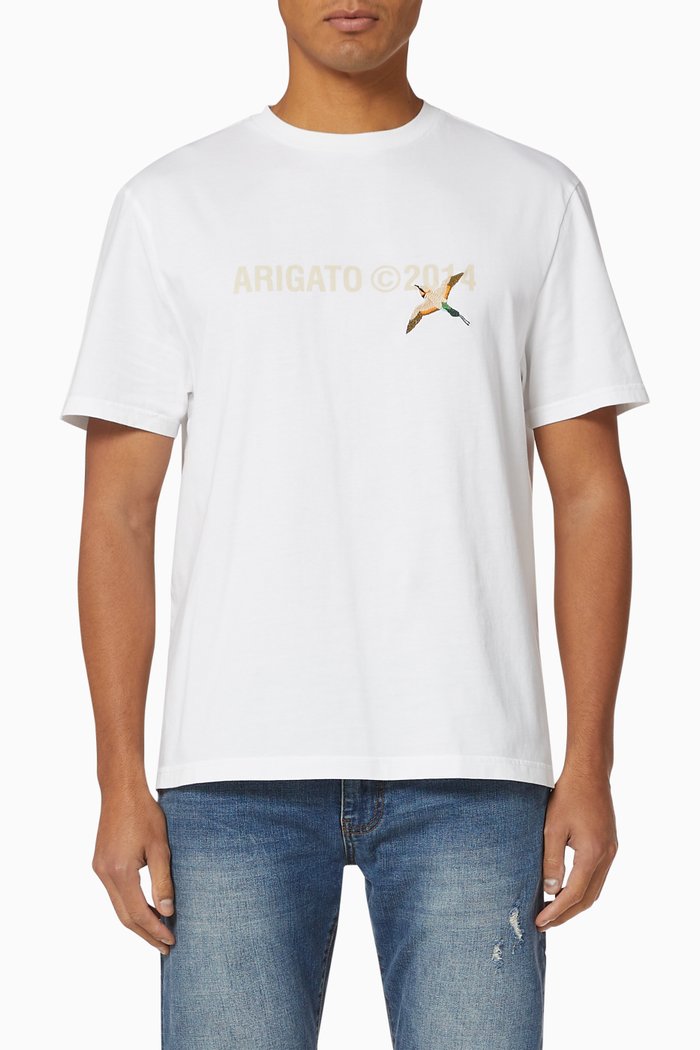 Monogram Tori Bird Organic Cotton T-shirt, White