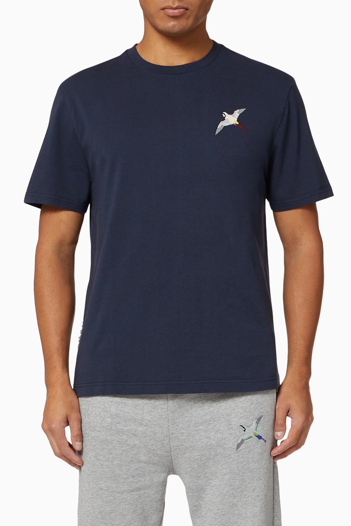 Single Bee Bird T-shirt in Organic Cotton, Blue