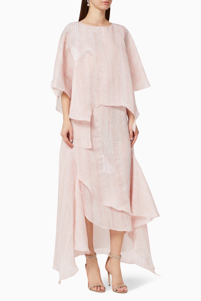 

Embroidered Linen Kaftan, Pink