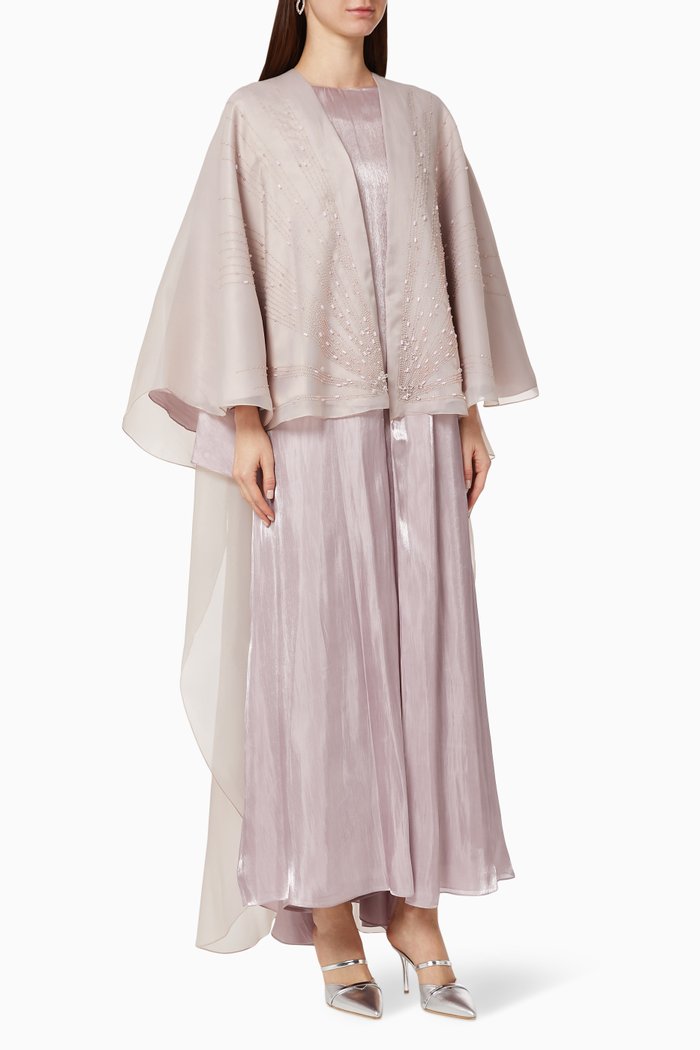 

Embroidered Organza Kaftan, Purple